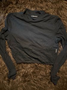Black Long Sleeve Top W sheer design
