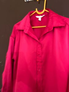 H&amp;M Hot Pink Satin Shirt