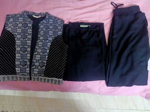 IDALIA Elegant Black A- Line Kurta Set