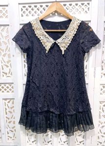 Korean Black Designer Collar Top A