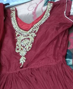 Maroon Colour Gown Beutiful And Attractive
