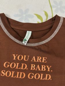 Brown Graphic Cropped Tee