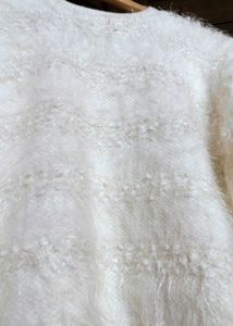 Women White Fur Fluffy Knit Casual Pullover