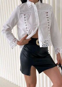 Zara Crochet Trim Button down Shirt