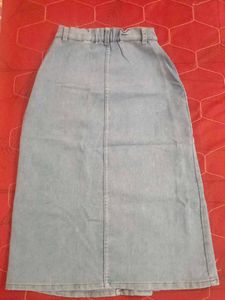 Denim Button-Down A-Line Skirt