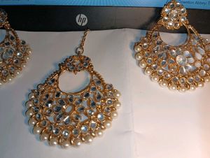 Earrings and Tikka Indian Jewelry Set