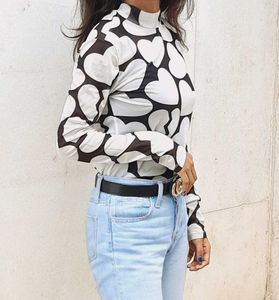 Heart Print Mesh Top