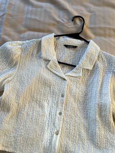 Half Sleeve White Top With Buttons