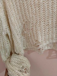 Crochet Top With Ripped Distressed Detailing