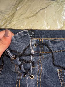 Embroidered Flare Leg Denim Jeans