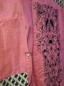 Fancy Embroidery Peach Kurta