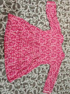 Pink Floral Print Peasant Dress
