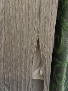 Nude Calf Length Date Dress