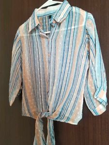 Striped Tie-Front Women's Shirt