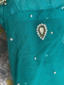 Elegant Teal Embellished Saree