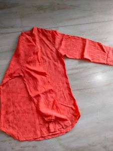 Coral Short Kurti - Long Sleeves