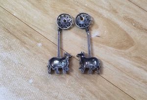 Cow Motif Dangle Earrings