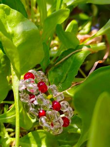 White Red Beaded Ring
