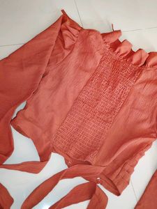 Chic Rust-Colored Tie Top