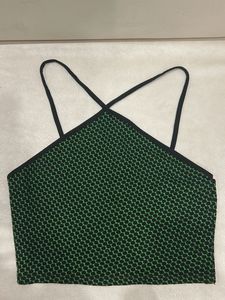 Zara Green Jaquard Crop Top