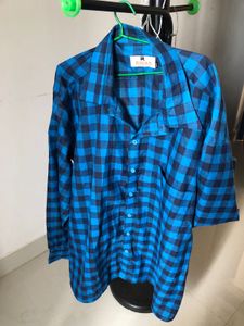 Blue Plaid Button Down Shirt