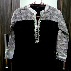 Black And Grey Formal Kurti
