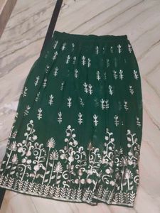 Green Embroidered Skirt