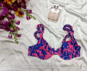 🇳🇿💫💗Pink &amp; Blue Print Bikini Top