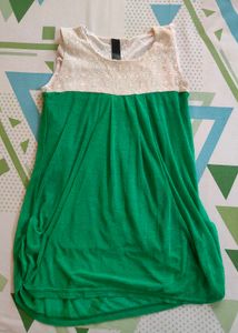 Green Dress with Crochet Top