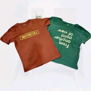 Thought-Provoking T-Shirt Duo: Brown & Green Tee