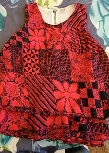Bold Red &amp; Black Printed Sleeveless Top