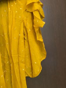 Sequin Embellished Yellow Crop Top And Shrug