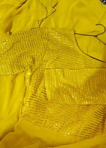Yellow Sequin Anarkali Dress