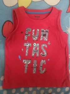 Kids Red Sleeveless T Shirt