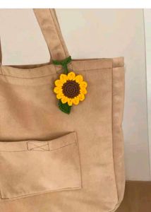 Crochet Sunflower Tote Bag Charm