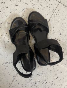 Black Wedge Sandals