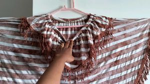 Striped Fringe Shawl