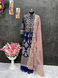 Blue Long Top With Lehenga