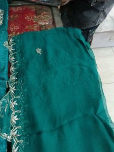 Teal Embroidered Dress Material