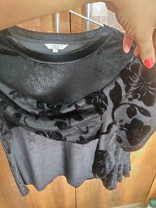 Velvet Black Party Wear Top👚