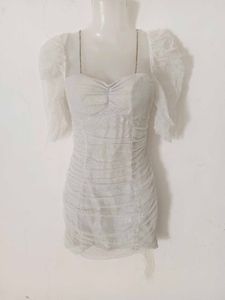 White Glittery Bodycon Mini Dress