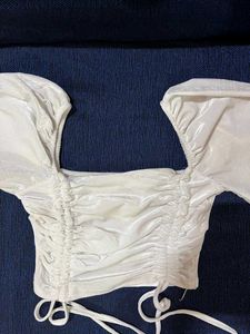 White Velvet Square Neck Top