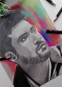 Pencil Portrait with Colorful Background