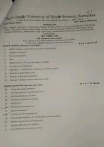 Physiology Question Papers Years Qp Code 3152
