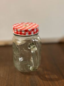 Glass Mason Jar With Red Lid