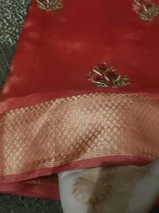 Elegant Red Embroidered Saree