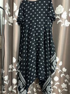 Fusion Printed Black Kurta