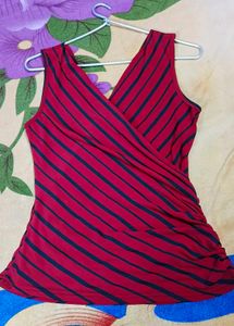 Red & Black Striped Tank Top