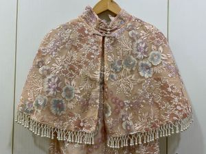 Embroidered Dress With Cape