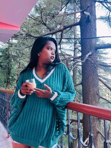 Cozy Green V-Neck Knit Sweater